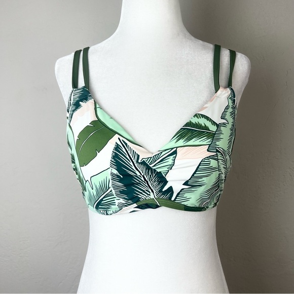 Seafolly Bikini Top Palm Beach Green Tropical Bralette Swimsuit US 6 DD Swim - Picture 8 of 8